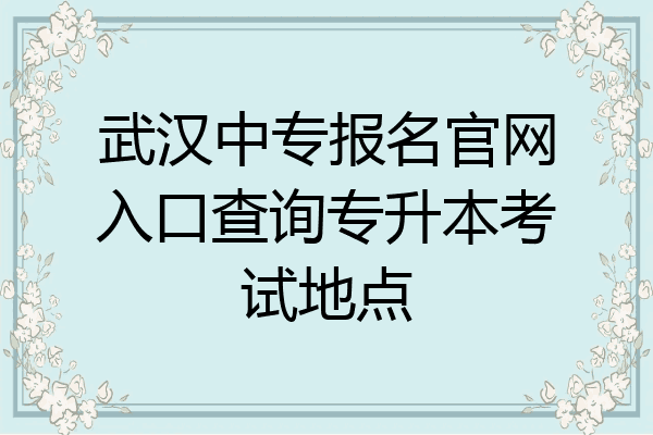 武汉中专报名官网入口查询专升本考试地点