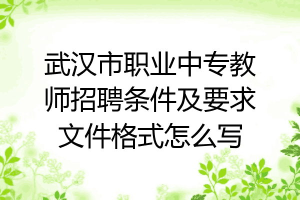 武汉市职业中专教师招聘条件及要求文件格式怎么写