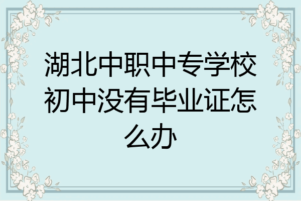 湖北中职中专学校初中没有毕业证怎么办