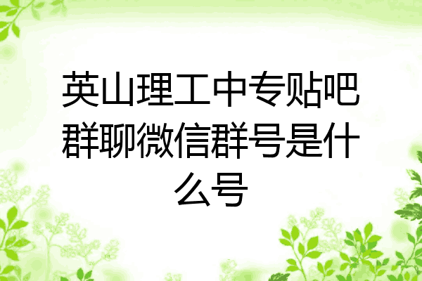 英山理工中专贴吧群聊微信群号是什么号