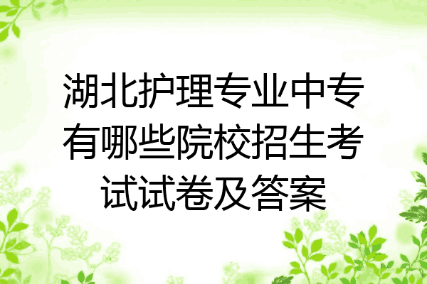湖北护理专业中专有哪些院校招生考试试卷及答案