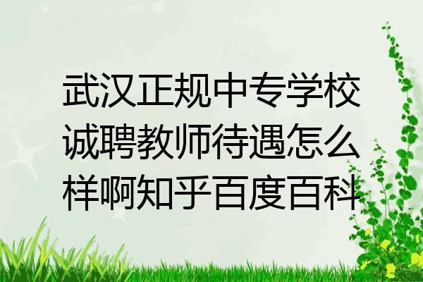 武汉正规中专学校诚聘教师待遇怎么样啊知乎百度百科