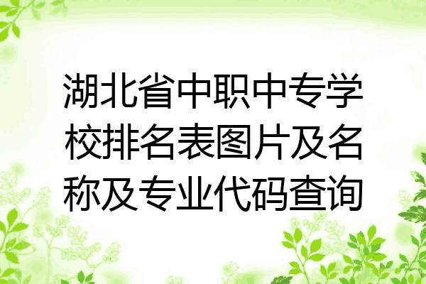 湖北省中职中专学校排名表图片及名称及专业代码查询