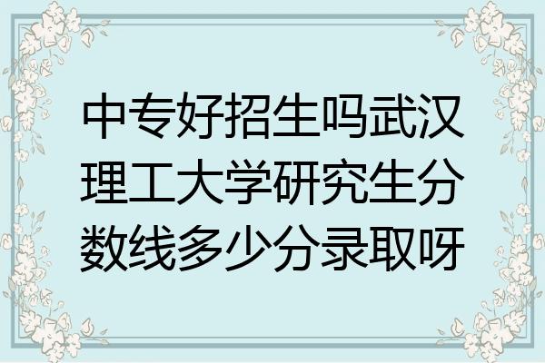 中专好招生吗武汉理工大学研究生分数线多少分录取呀