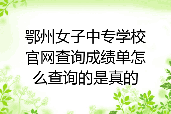 鄂州女子中专学校官网查询成绩单怎么查询的是真的