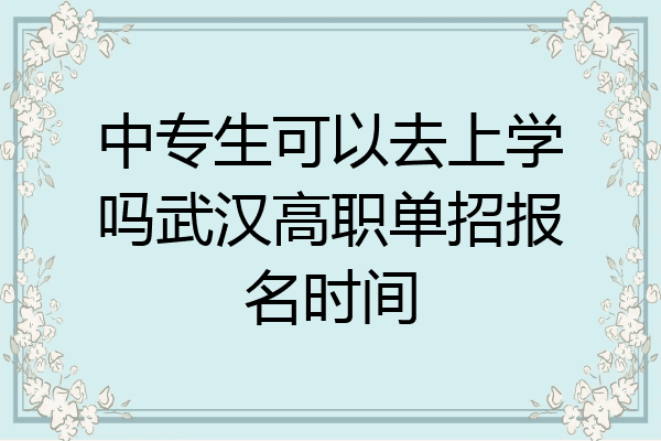 中专生可以去上学吗武汉高职单招报名时间