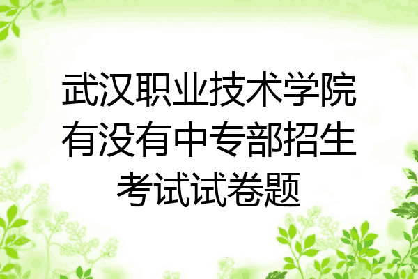 武汉职业技术学院有没有中专部招生考试试卷题