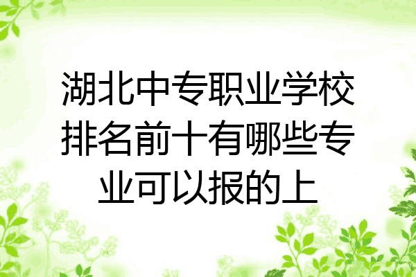 湖北中专职业学校排名前十有哪些专业可以报的上