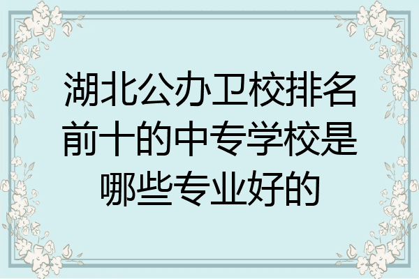 湖北公办卫校排名前十的中专学校是哪些专业好的