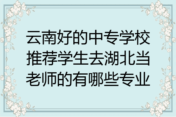 云南好的中专学校推荐学生去湖北当老师的有哪些专业