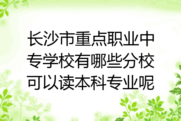 长沙市重点职业中专学校有哪些分校可以读本科专业呢