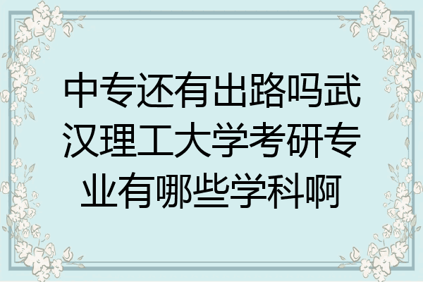 中专还有出路吗武汉理工大学考研专业有哪些学科啊