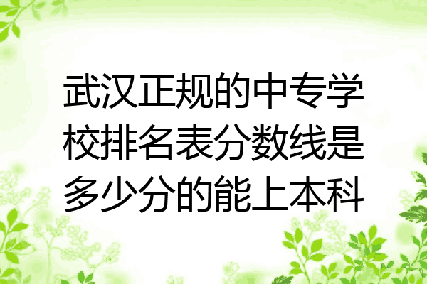 武汉正规的中专学校排名表分数线是多少分的能上本科