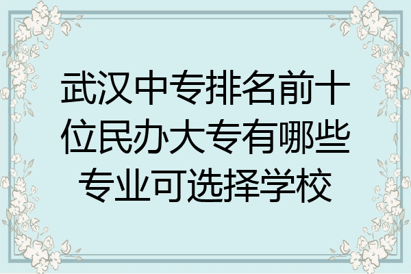 武汉中专排名前十位民办大专有哪些专业可选择学校