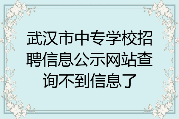 武汉市中专学校招聘信息公示网站查询不到信息了
