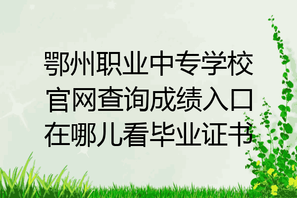 鄂州职业中专学校官网查询成绩入口在哪儿看毕业证书