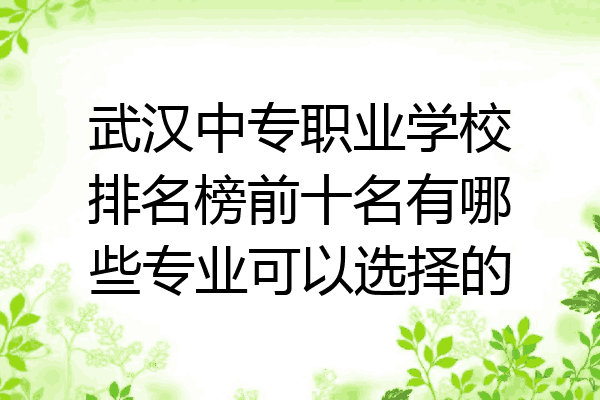 武汉中专职业学校排名榜前十名有哪些专业可以选择的