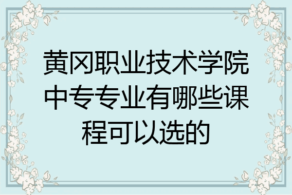 黄冈职业技术学院中专专业有哪些课程可以选的