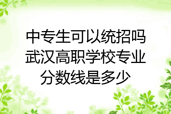 中专生可以统招吗武汉高职学校专业分数线是多少