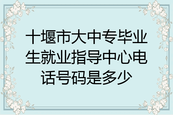 十堰市大中专毕业生就业指导中心电话号码是多少