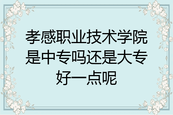 孝感职业技术学院是中专吗还是大专好一点呢
