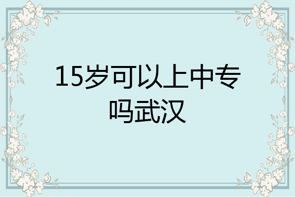 15岁可以上中专吗武汉