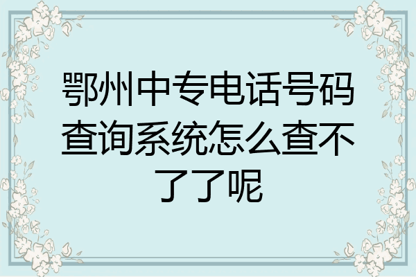 鄂州中专电话号码查询系统怎么查不了了呢