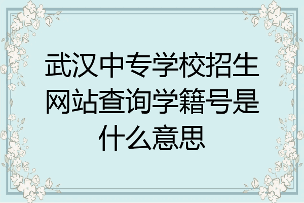 武汉中专学校招生网站查询学籍号是什么意思