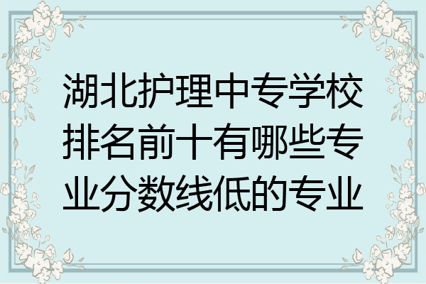 湖北护理中专学校排名前十有哪些专业分数线低的专业