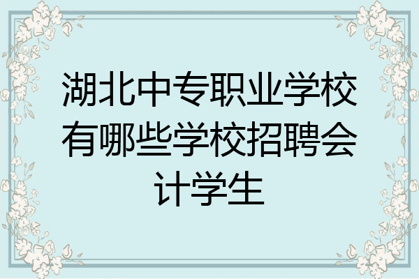 湖北中专职业学校有哪些学校招聘会计学生