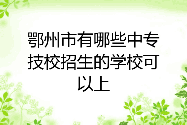 鄂州市有哪些中专技校招生的学校可以上