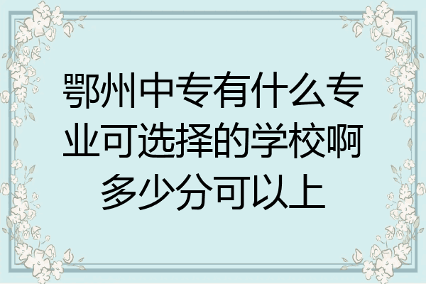 鄂州中专有什么专业可选择的学校啊多少分可以上