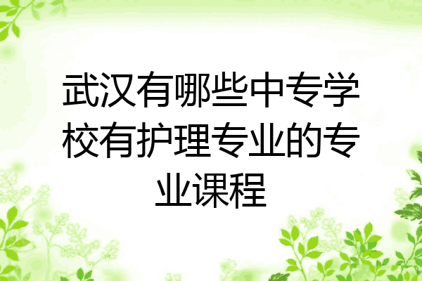 武汉有哪些中专学校有护理专业的专业课程