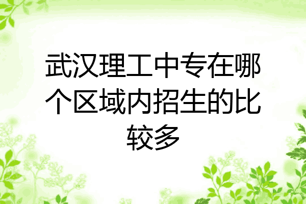 武汉理工中专在哪个区域内招生的比较多