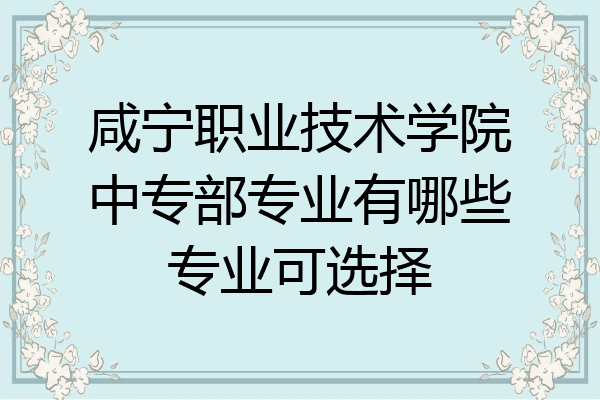 咸宁职业技术学院中专部专业有哪些专业可选择