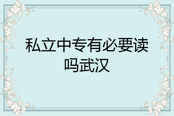 私立中专有必要读吗武汉