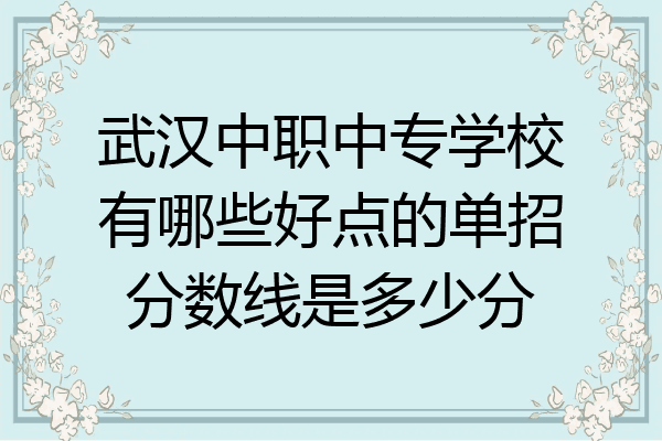 武汉中职中专学校有哪些好点的单招分数线是多少分