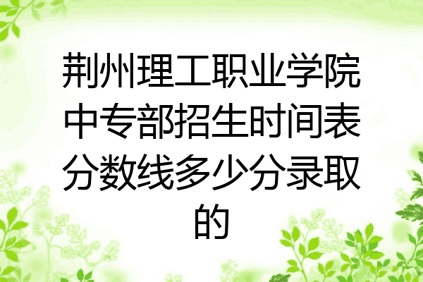 荆州理工职业学院中专部招生时间表分数线多少分录取的