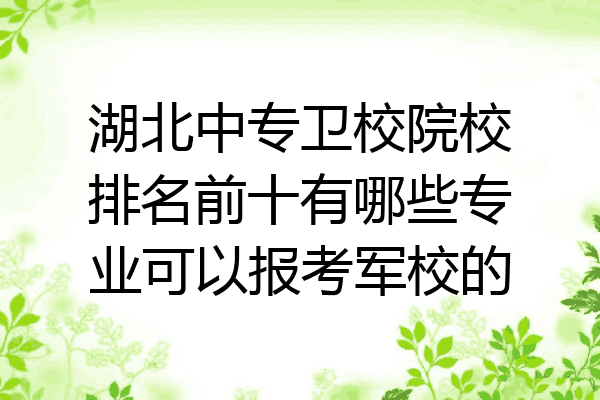 湖北中专卫校院校排名前十有哪些专业可以报考军校的
