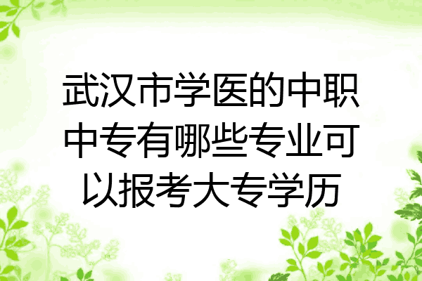 武汉市学医的中职中专有哪些专业可以报考大专学历
