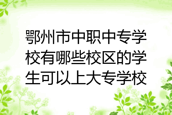 鄂州市中职中专学校有哪些校区的学生可以上大专学校