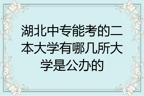 湖北中专能考的二本大学有哪几所大学是公办的