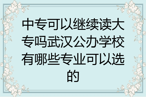 中专可以继续读大专吗武汉公办学校有哪些专业可以选的