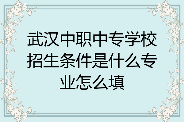 武汉中职中专学校招生条件是什么专业怎么填