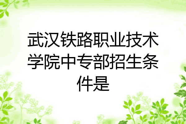 武汉铁路职业技术学院中专部招生条件是