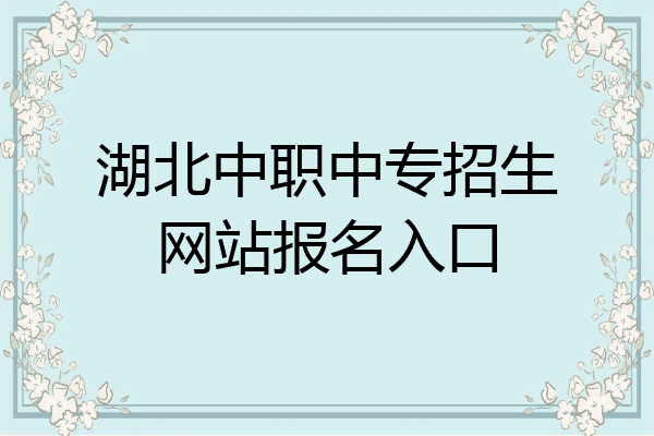 湖北中职中专招生网站报名入口