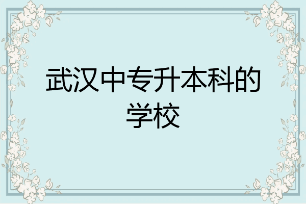 武汉中专升本科的学校