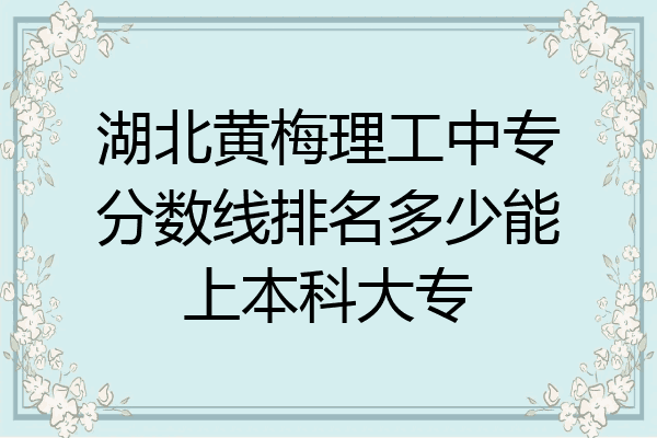 湖北黄梅理工中专分数线排名多少能上本科大专