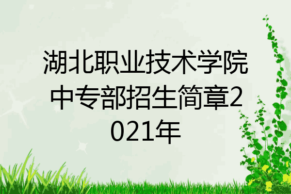 湖北职业技术学院中专部招生简章2021年