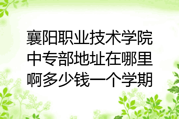 襄阳职业技术学院中专部地址在哪里啊多少钱一个学期